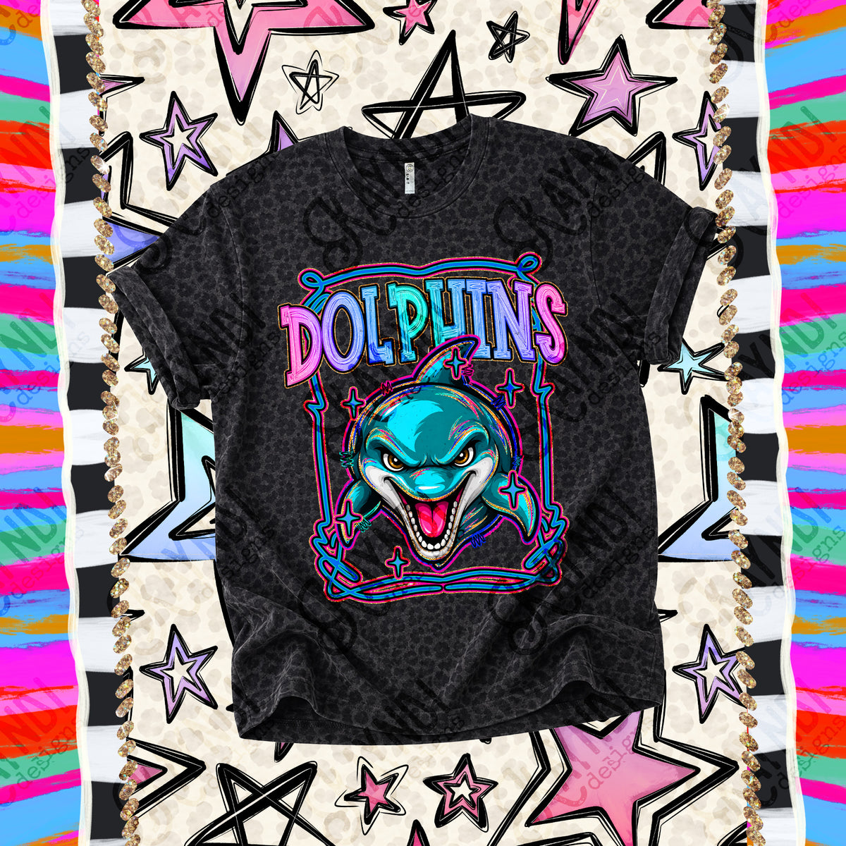 Dolphins-Retro Pop (Kayndi) DTF Transfer
