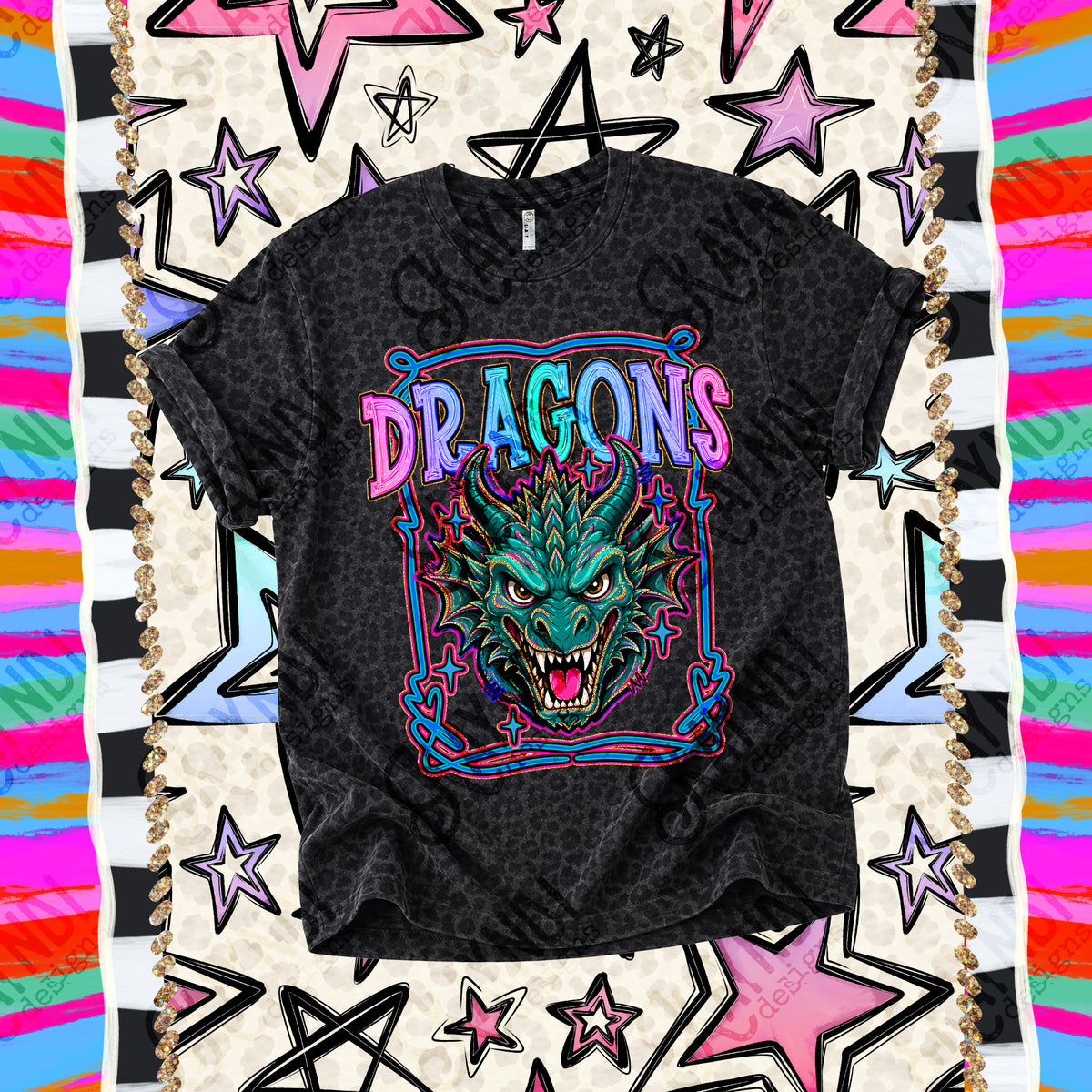 Dragons- Retro Pop (Kayndi)  DTF Transfer