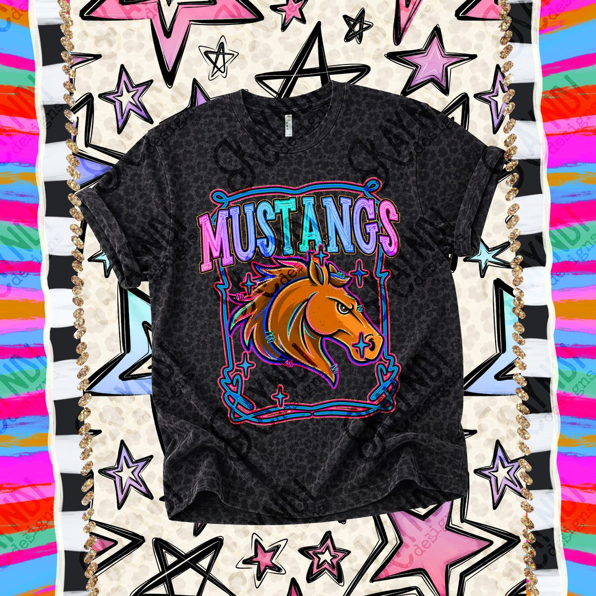 Mustangs-Retro Pop (Kayndi) DTF Transfer