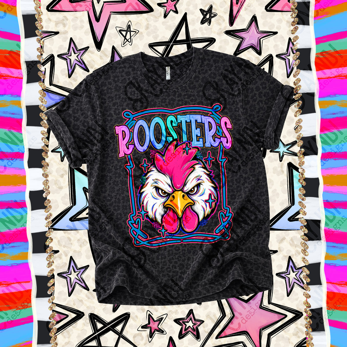 Roosters-Retro Pop (Kayndi) DTF Transfer