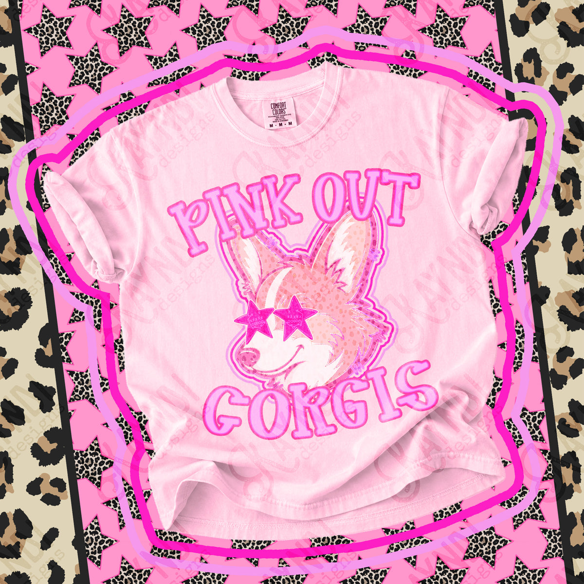 Pink out Corgis star eyes (Kayndi) DTF Transfer