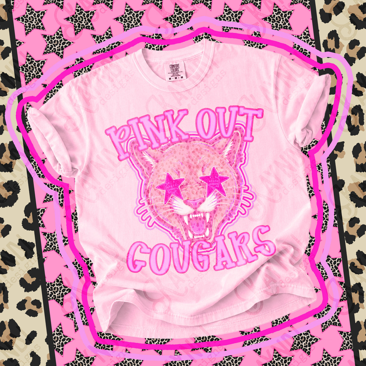Pink out Cougars star eyes (Kayndi) DTF Transfer