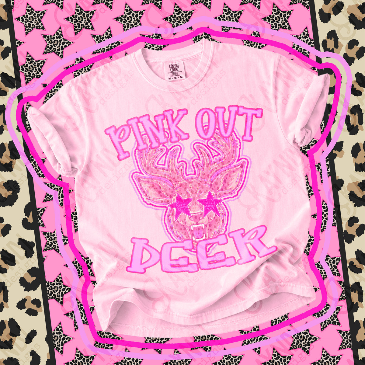 Pink out Deer star eyes (Kayndi) DTF Transfer