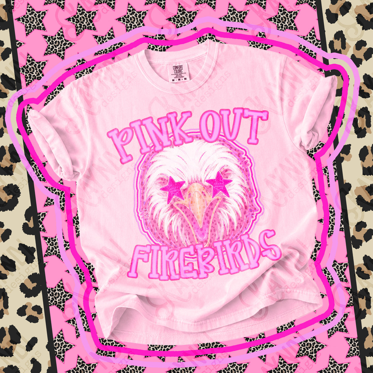 Pink out Firebirds star eyes (Kayndi) DTF Transfer