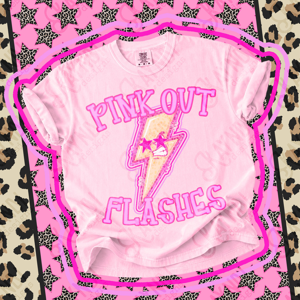Pink out Flashes star eyes (Kayndi) DTF Transfer