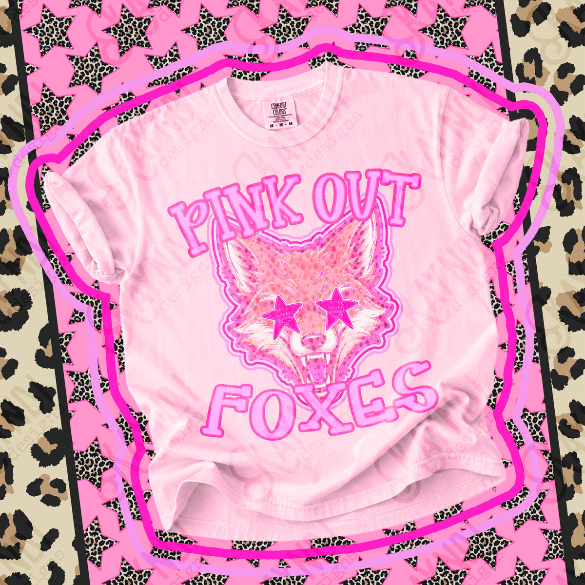 Pink out Foxes star eyes (Kayndi) DTF Transfer