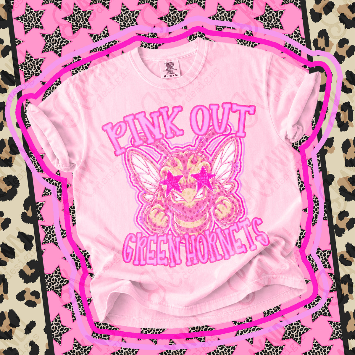 Pink out Green Hornets star eyes (Kayndi) DTF Transfer