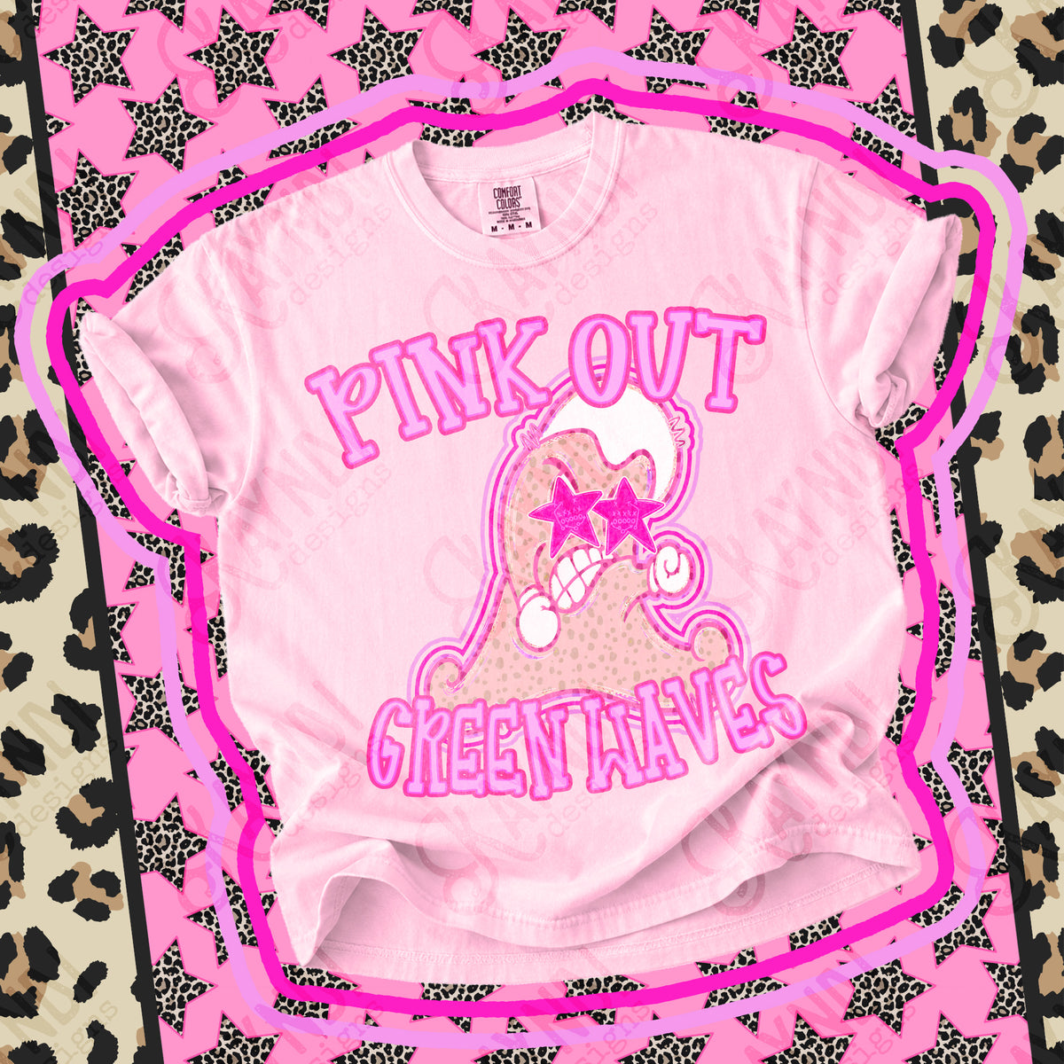 Pink out Green Waves star eyes (Kayndi) DTF Transfer