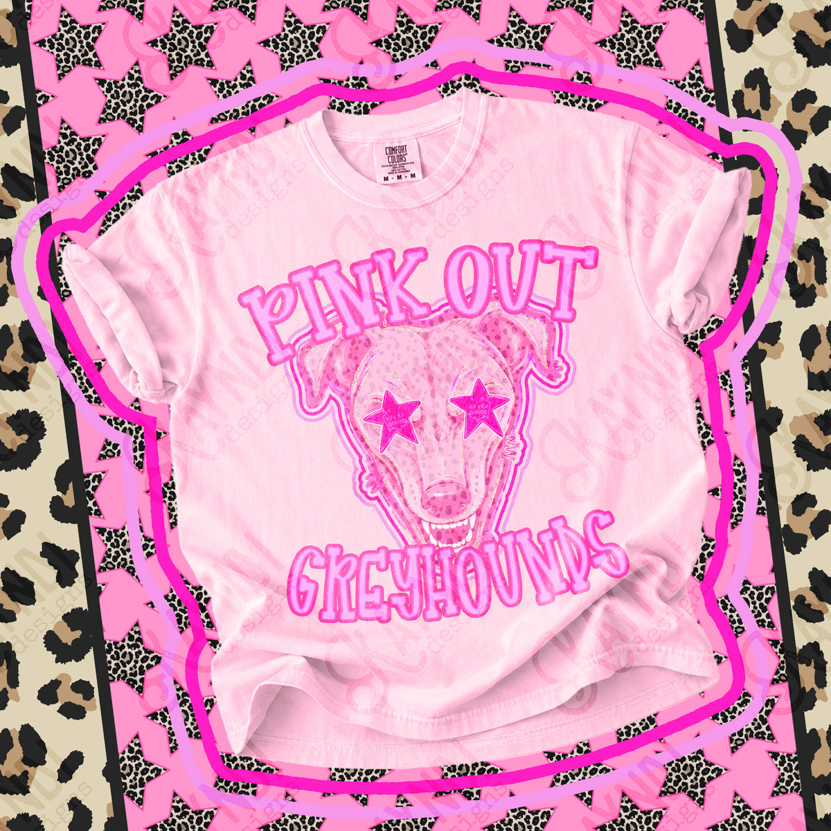 Pink out Greyhounds star eyes (Kayndi) DTF Transfer