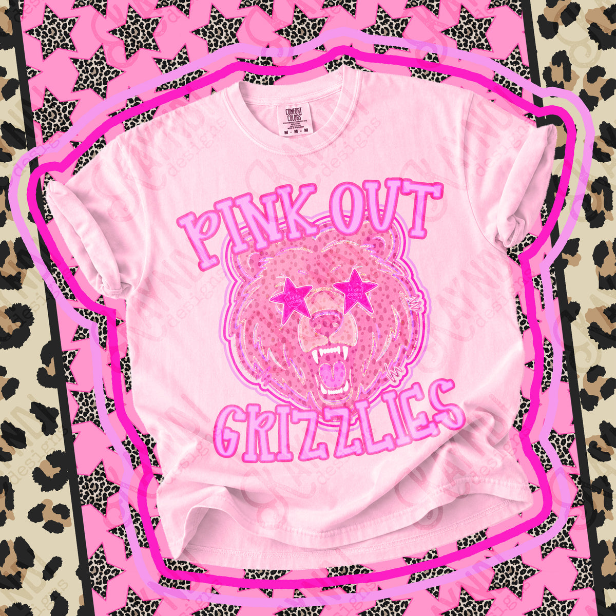Pink out Grizzlies star eyes (Kayndi) DTF Transfer