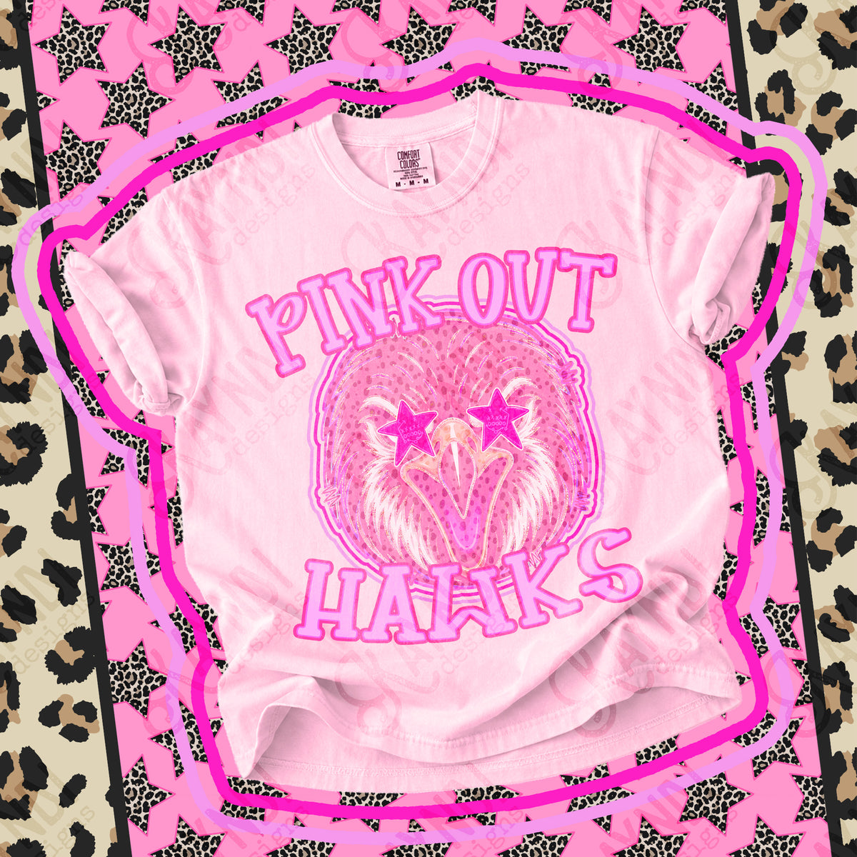 Pink out Hawks star eyes (Kayndi) DTF Transfer