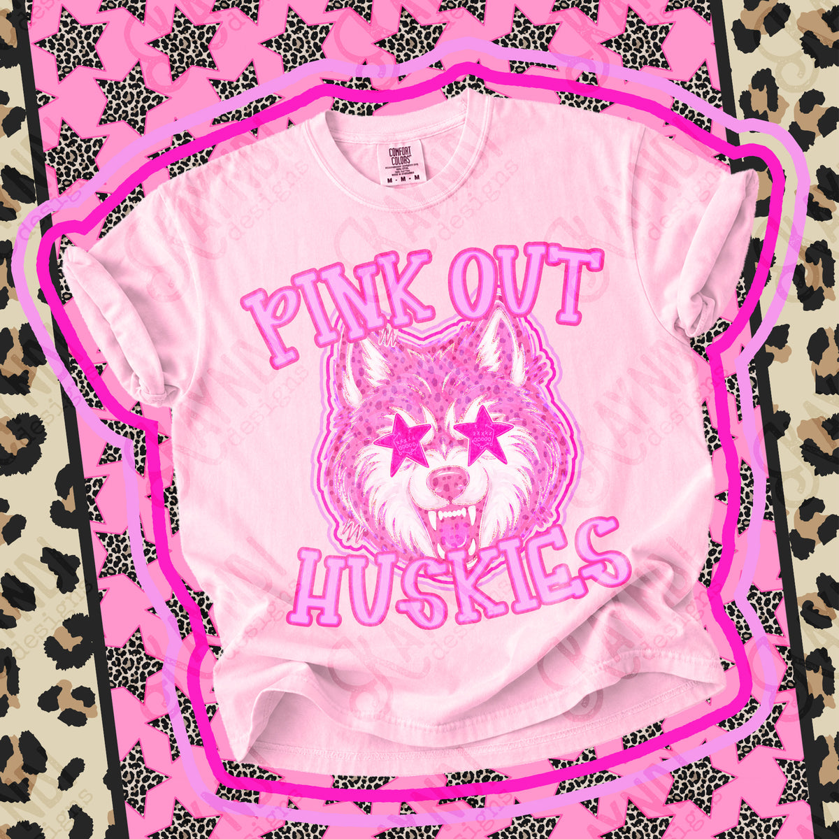 Pink out Huskies star eyes (Kayndi) DTF Transfer