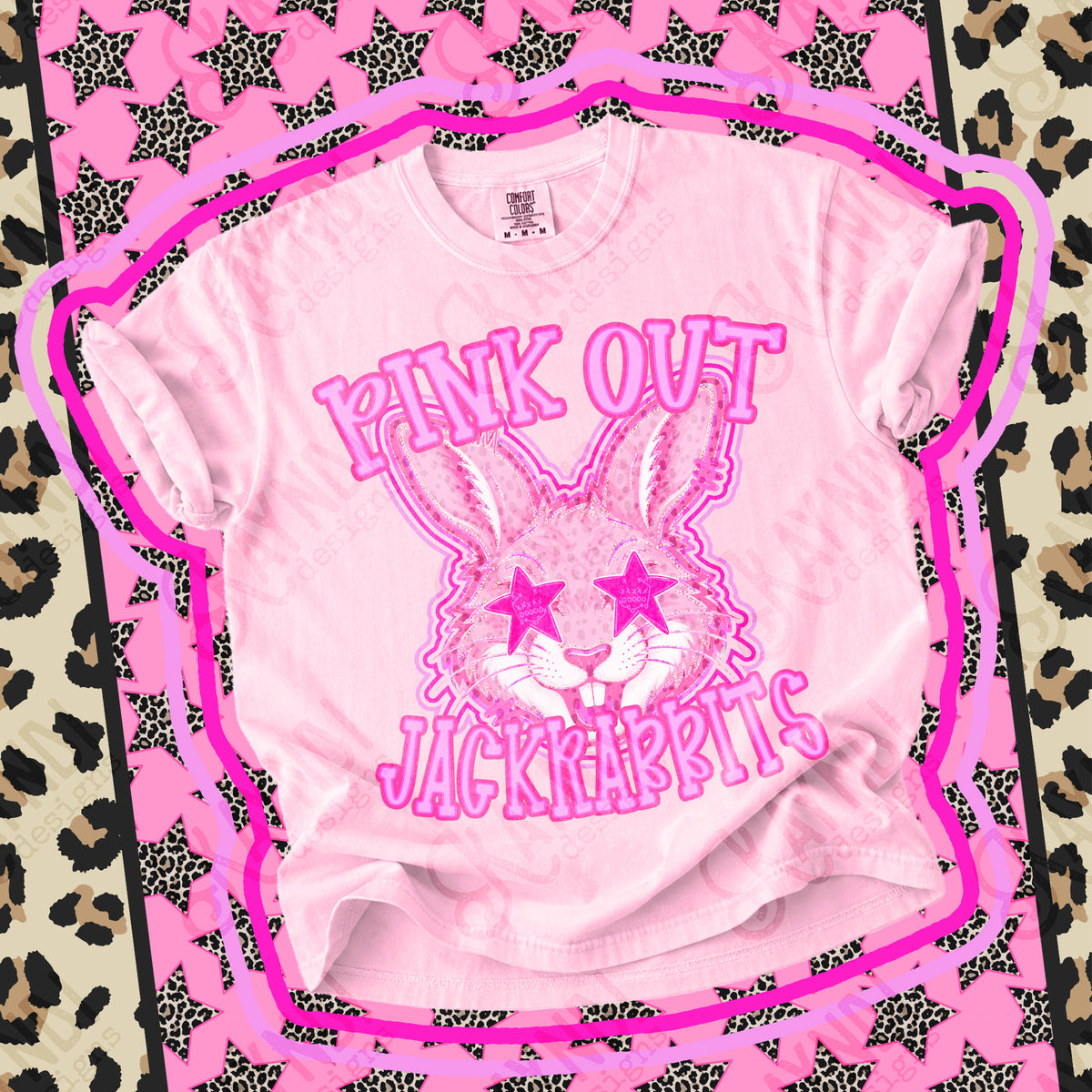 Pink out Jackrabbits star eyes (Kayndi) DTF Transfer