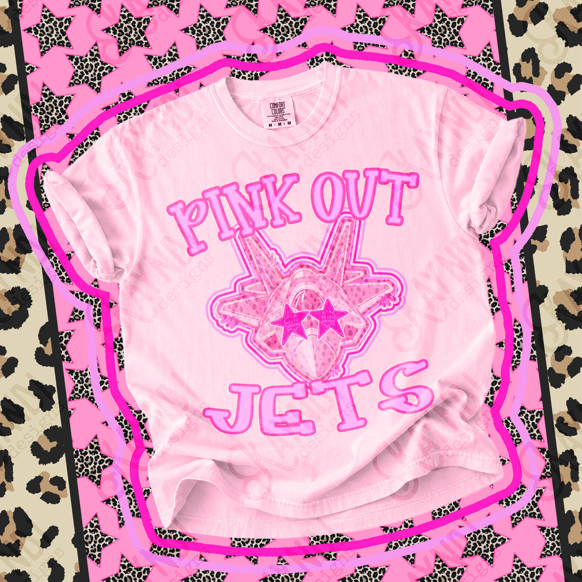 Pink out Jets star eyes (Kayndi) DTF Transfer