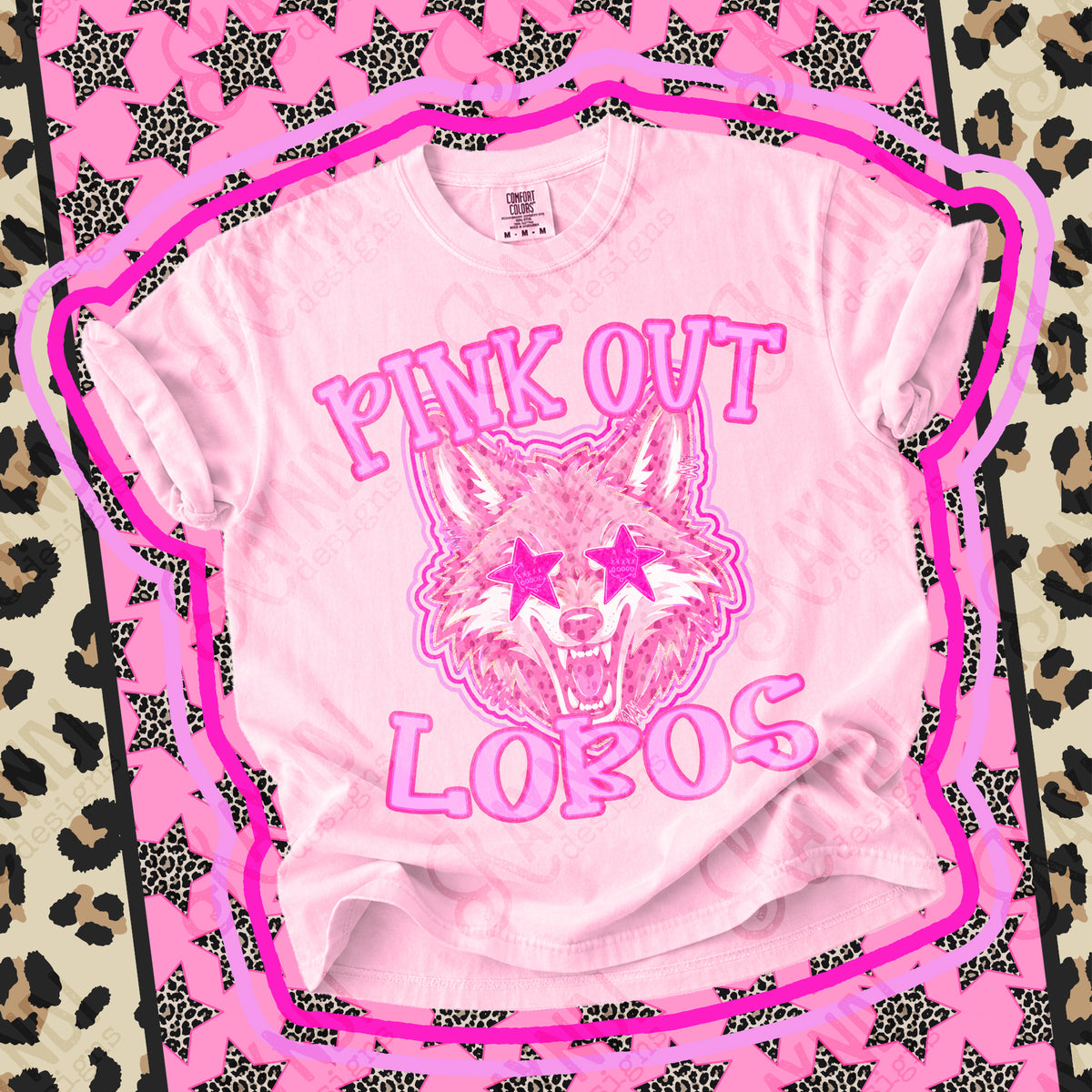 Pink out Lobos star eyes (Kayndi) DTF Transfer