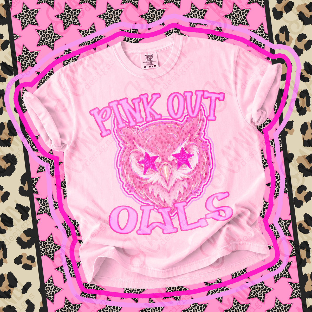 Pink out Owls star eyes (Kayndi) DTF Transfer