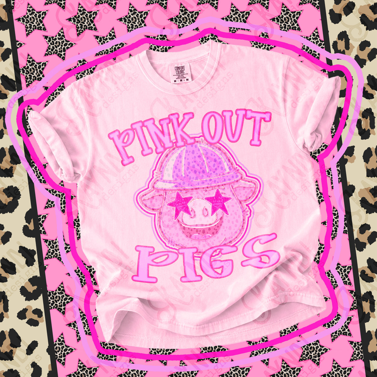 Pink out Pigs star eyes (Kayndi) DTF Transfer
