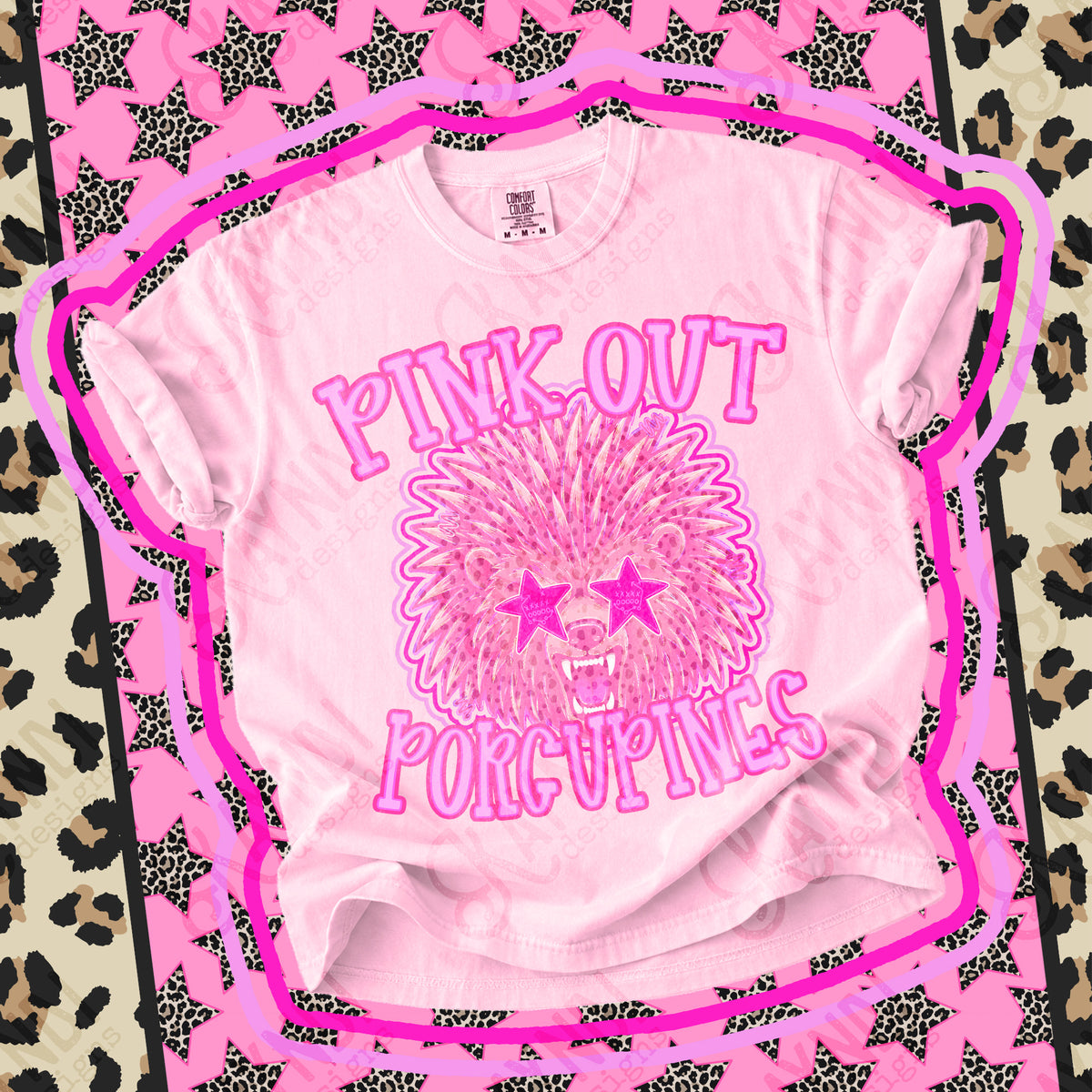 Pink out Porcupines star eyes (Kayndi) DTF Transfer