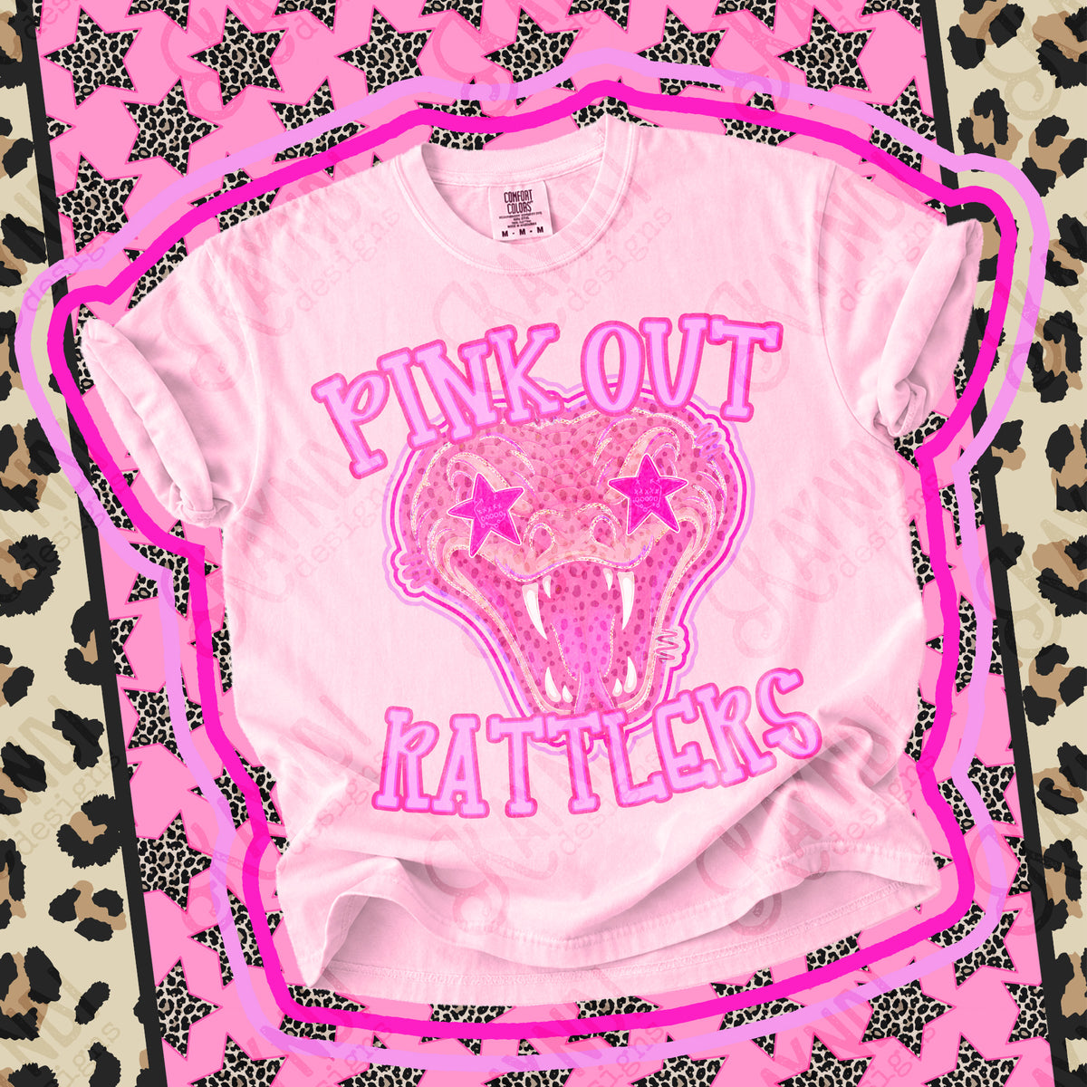 Pink out Rattlers star eyes (Kayndi) DTF Transfer