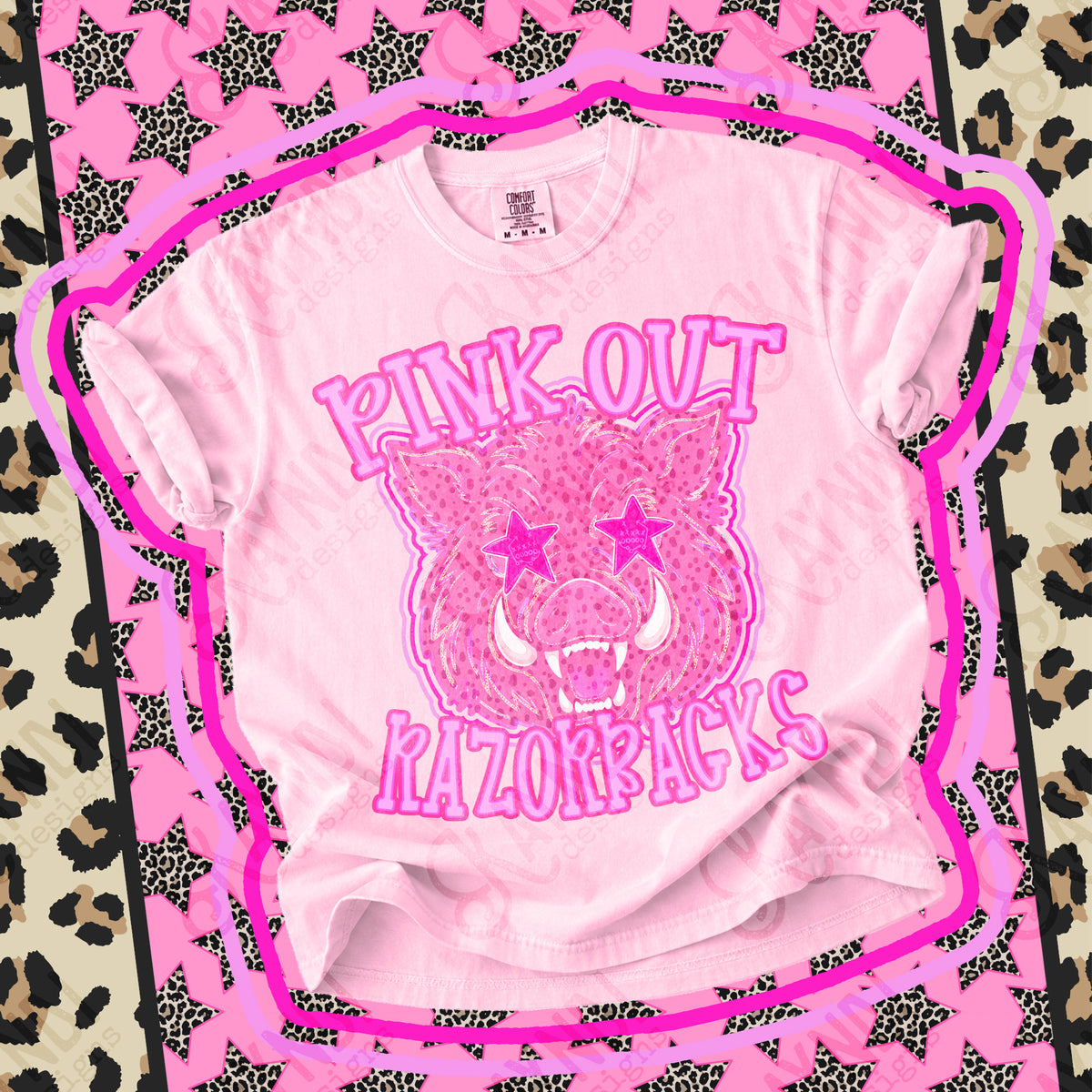 Pink out Razorbacks star eyes (Kayndi) DTF Transfer