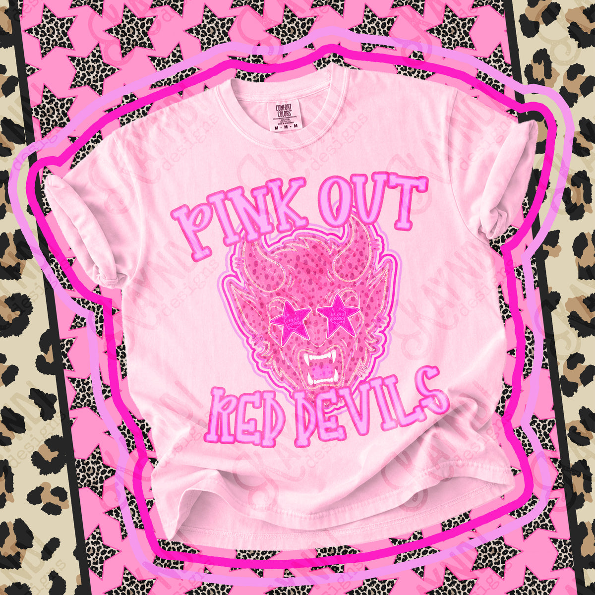 Pink out Red Devils star eyes (Kayndi) DTF Transfer