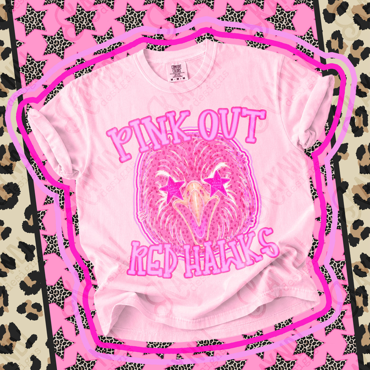 Pink out Red Hawks star eyes (Kayndi) DTF Transfer