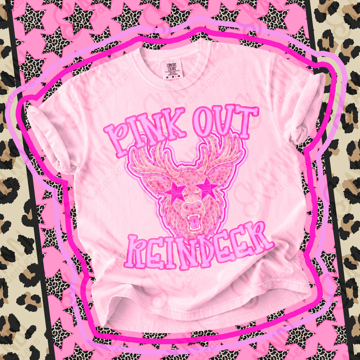 Pink out Reindeer star eyes (Kayndi) DTF Transfer
