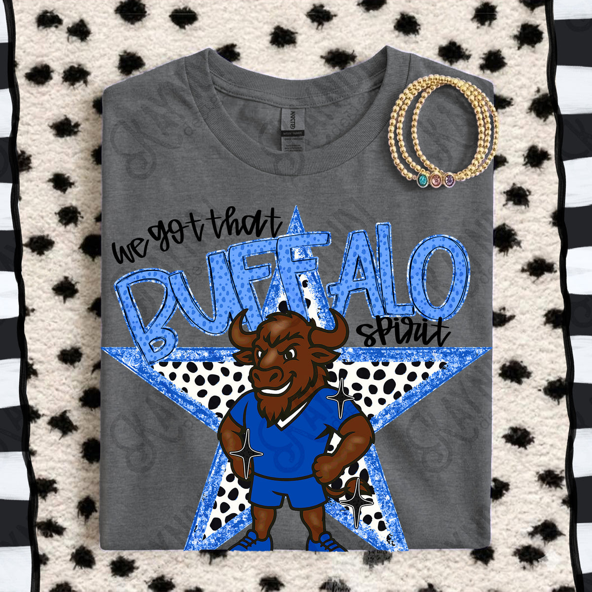 We got that Buffalo spirit star BLUE (Kayndi) DTF Transfer