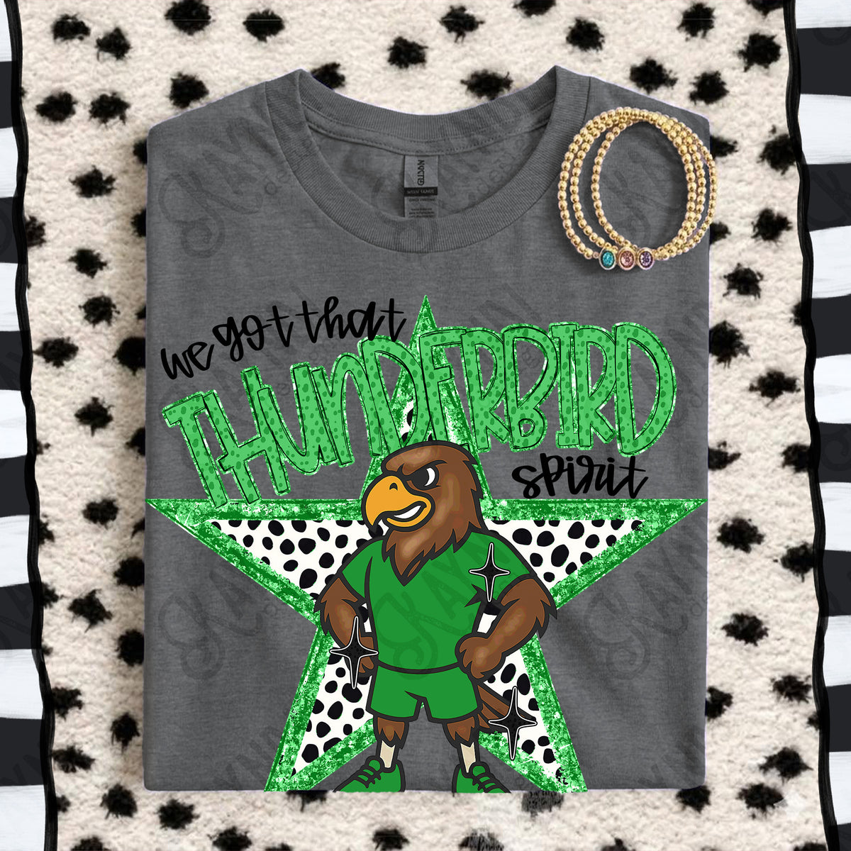 We got that Thunderbird spirit star GREEN (Kayndi) DTF Transfer