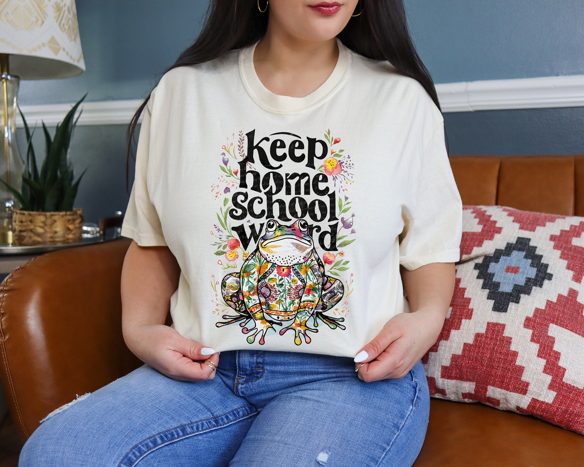 Keep Homeschool Weird Floral Frog 81337 DTF Transfer