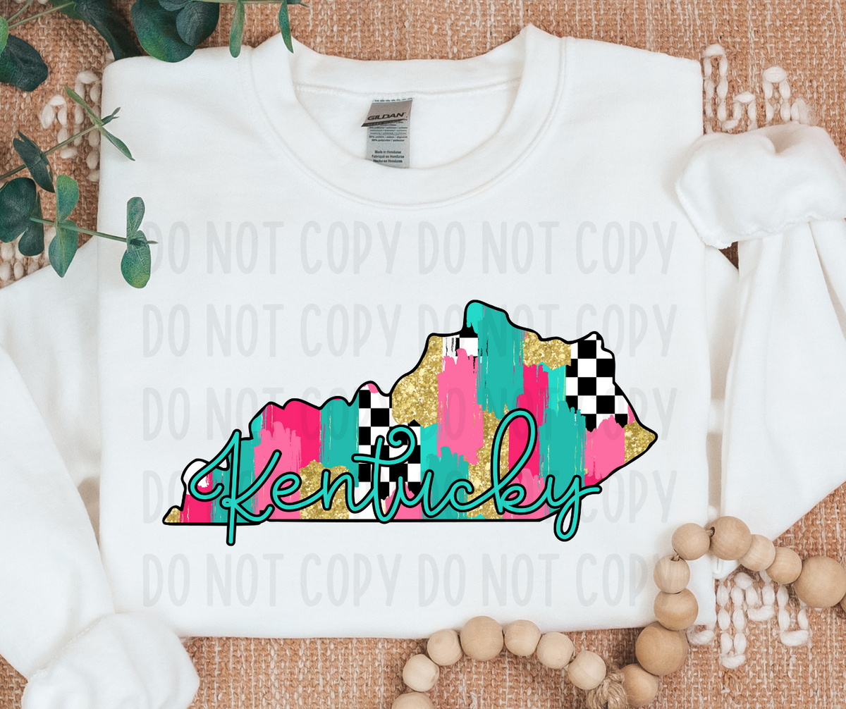 Kentucky Brushstroke Checkered State (canvista) DTF transfer