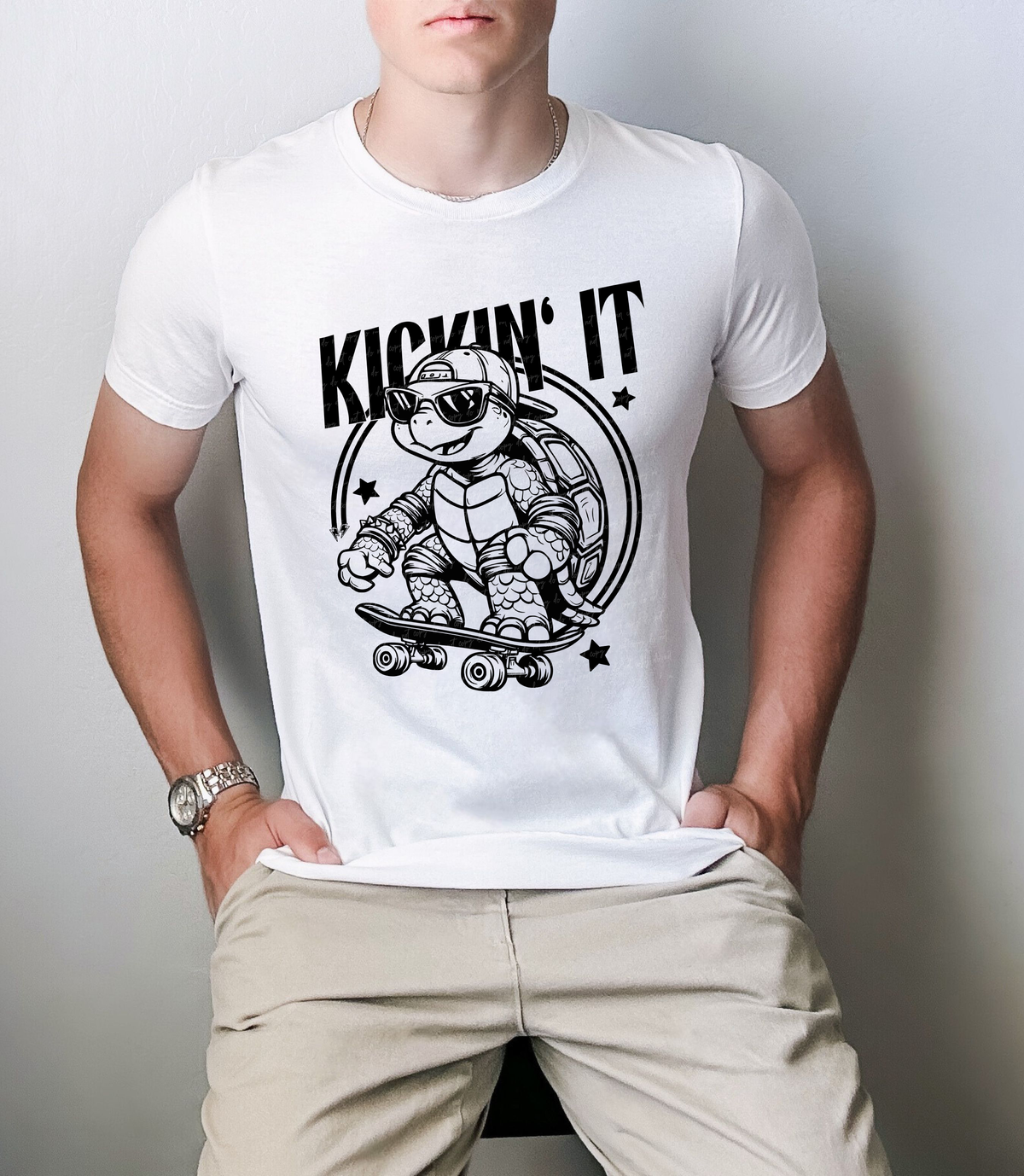 Kickin It Skateboard Turtle Black Font 111473 DTF transfer