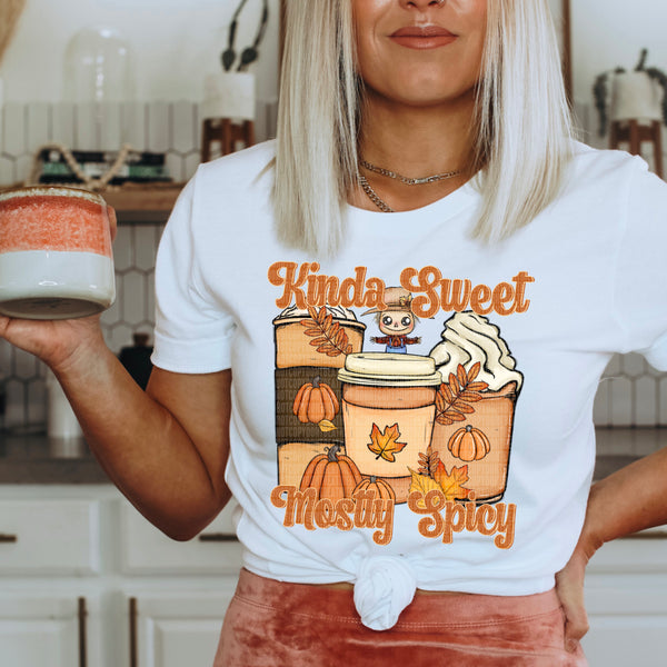 Kinda sweet mostly spicey lattes with scarecrow 1708 DTF TRANSFER