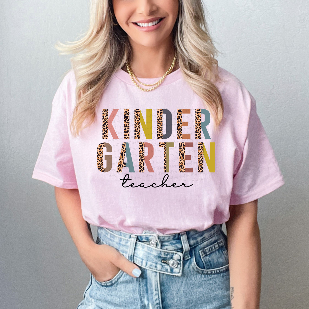 Kindergarten Teacher Leopard Boho Font 114680 DTF transfer