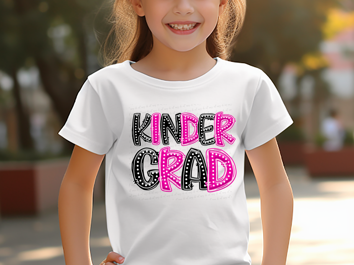Kinder Grad Black and Pink Font Polka 117916 DTF transfer