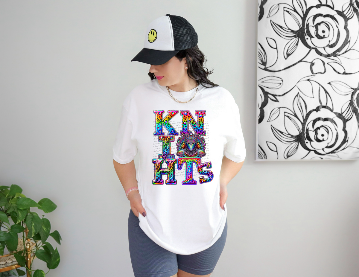 Knights Mascots Version 2 Rhinestone Leopard Rainbow 42891 DTF transfer