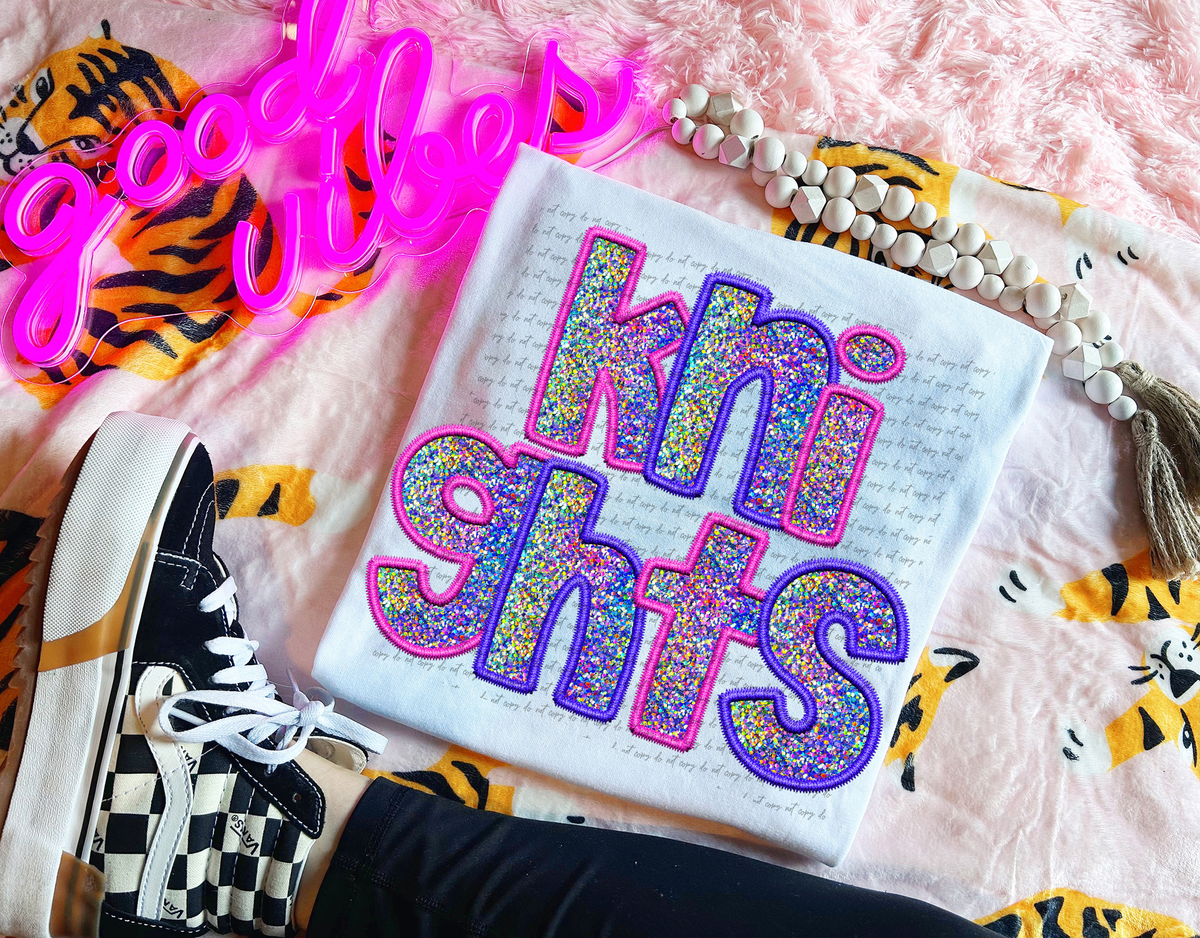 Knights Faux Embroidery Pink Blue 76066 DTF Transfer