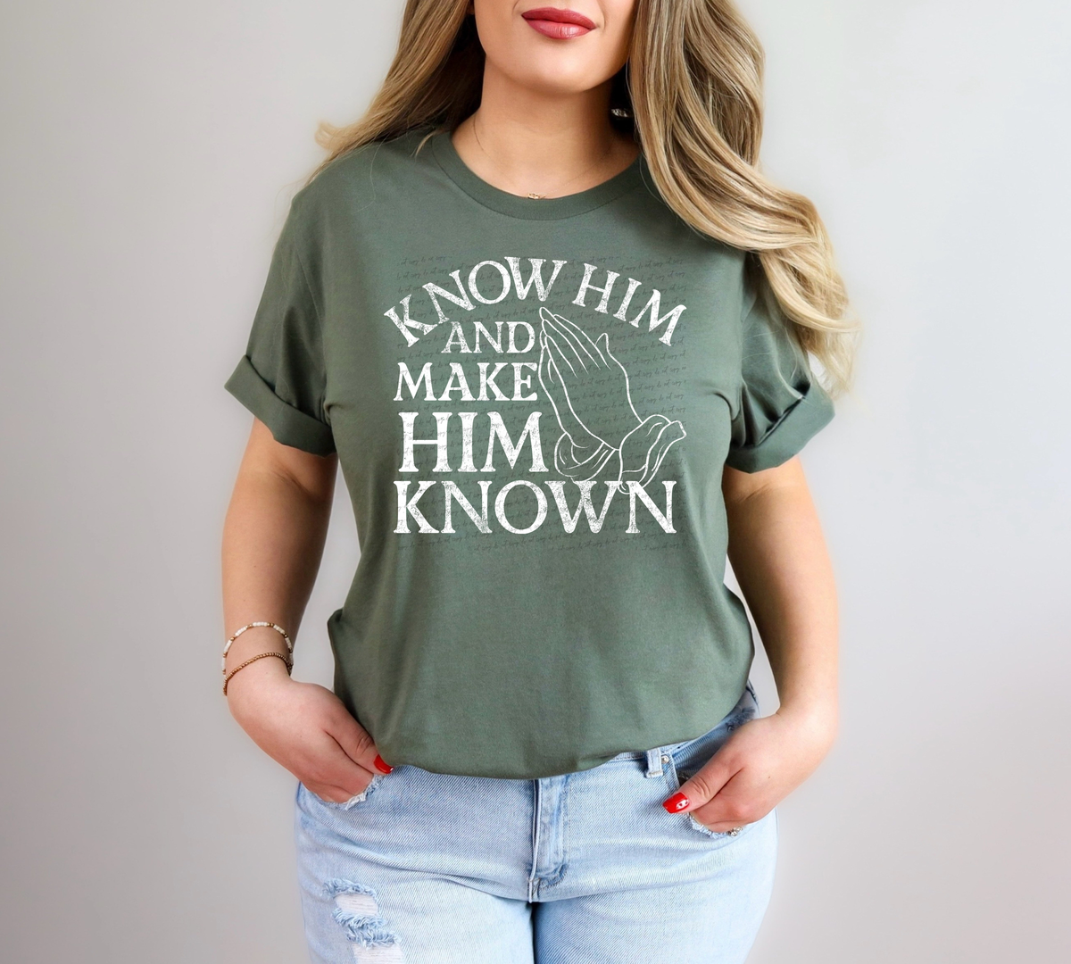 Know Him And Make Him Known White Grunge 86512 DTF Transfer