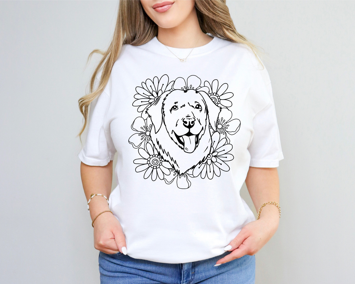 Labrador Floral BLACK 116488 DTF Transfer