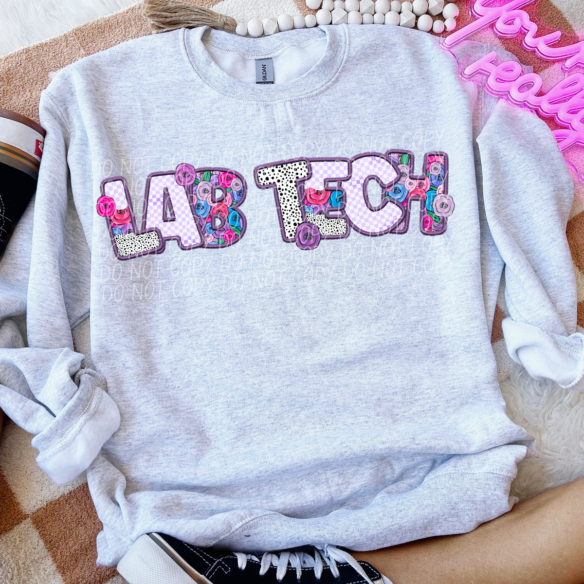 Lab Tech Floral Purple Checkered (CITY) DTF transfer