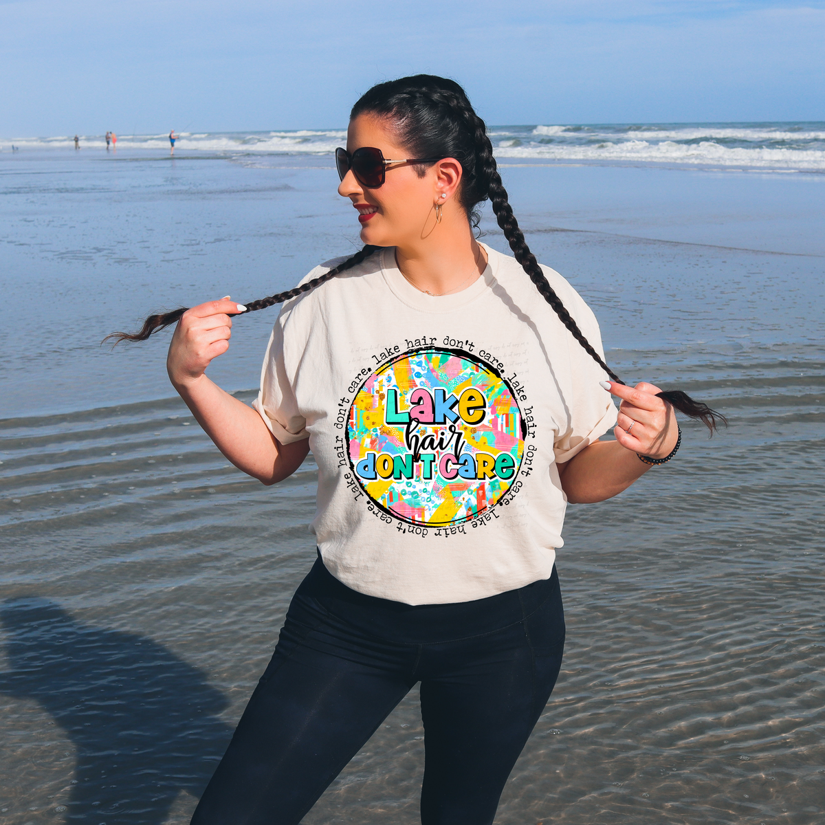 Lake Hair Don't Care Colorful Circle 116489 DTF Transfer