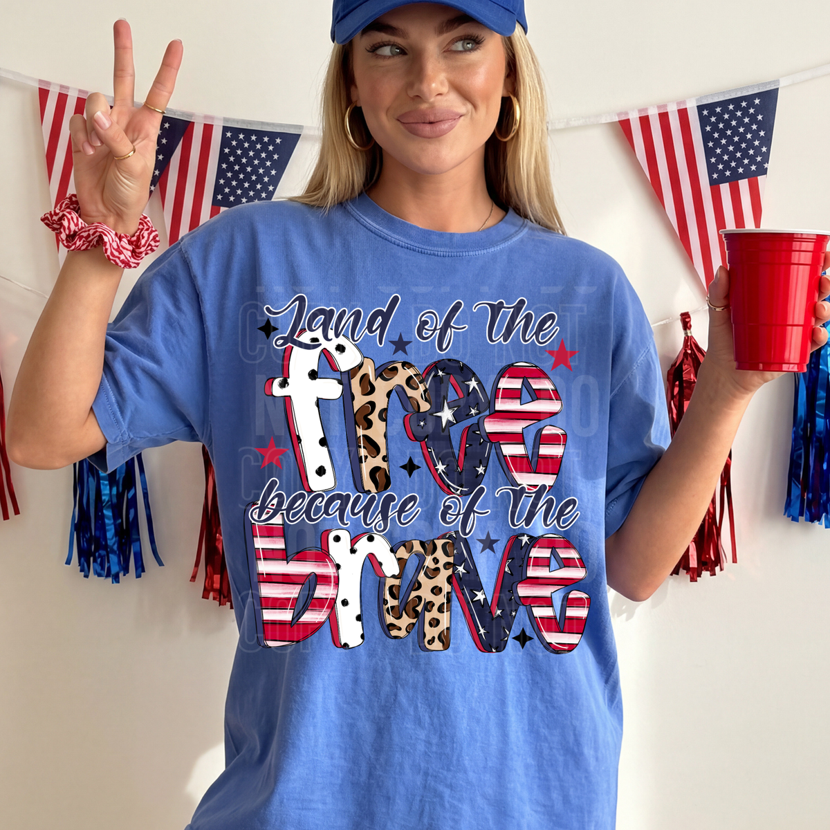 Land of the free (red white blue and leopard) (SBB) DTF Transfer