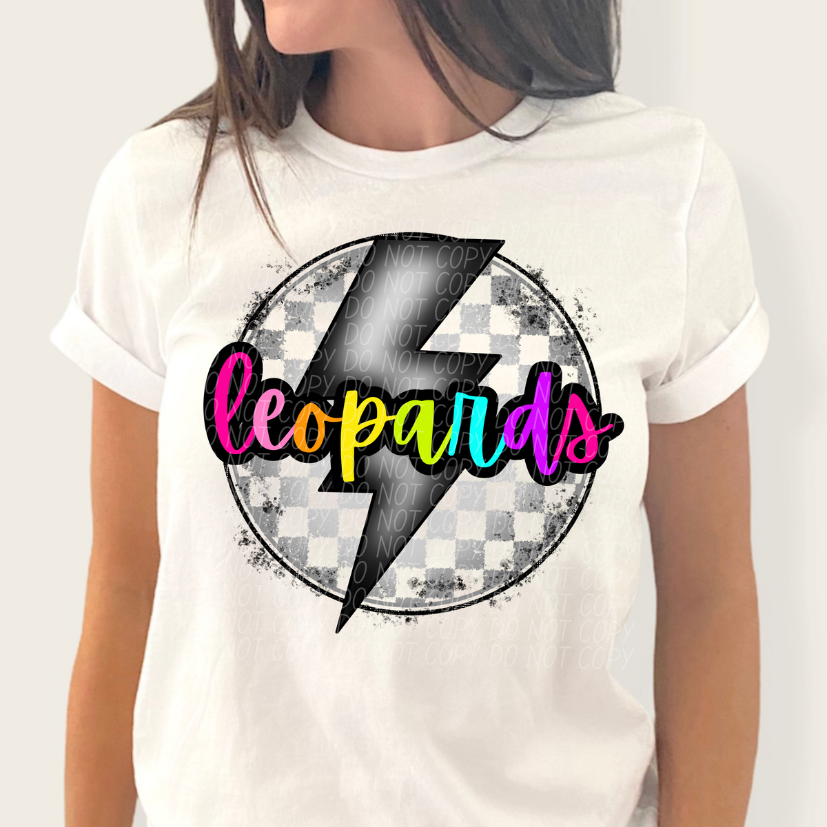 Leopards BRIGHT COLORS FONT lightning bolt circle CITY DTF transfer