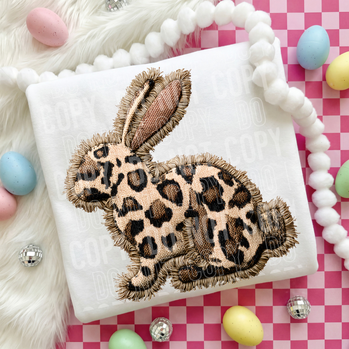 Faux yarn leopard bunny (SBB) DTF transfer
