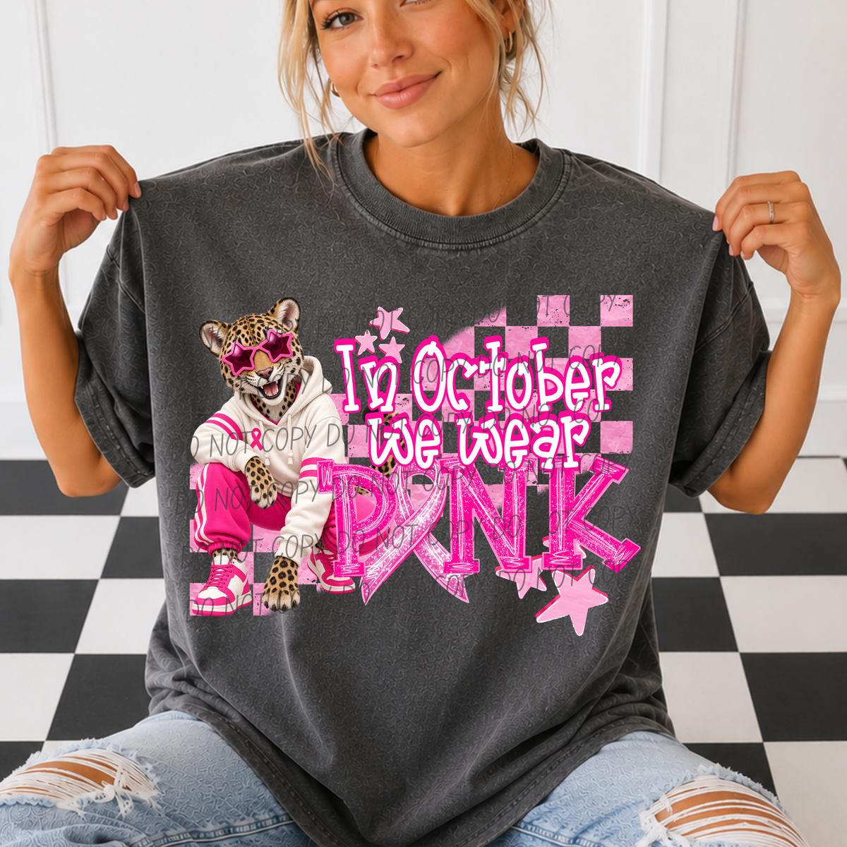 LEOPARDS- in October we wear pink (city) DTF transfer