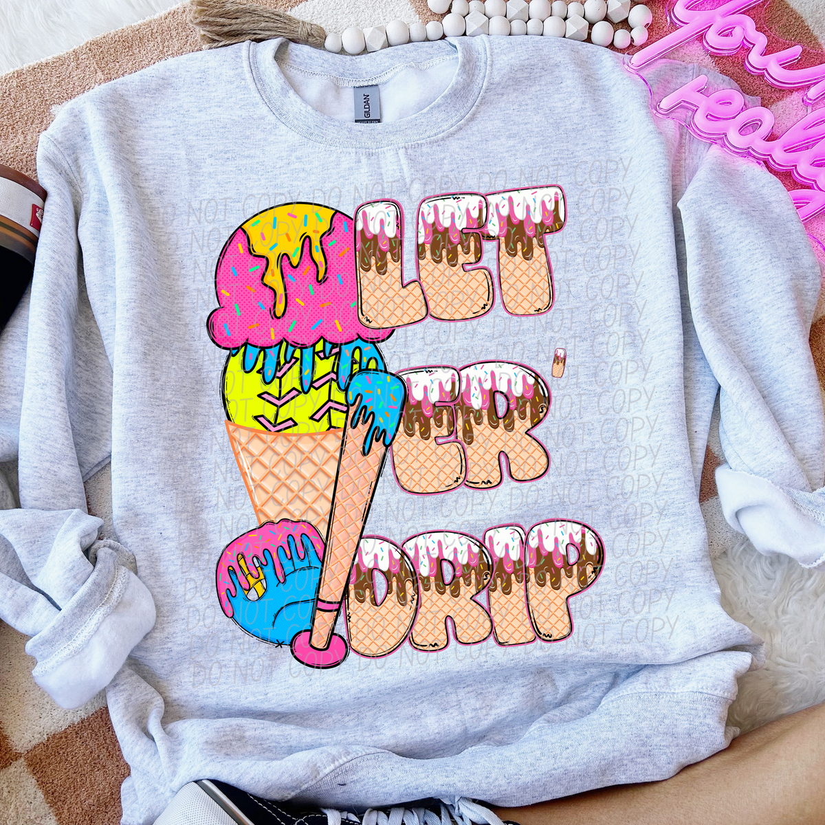 Let er drip Softball Ice Cream (CITY) DTF transfer