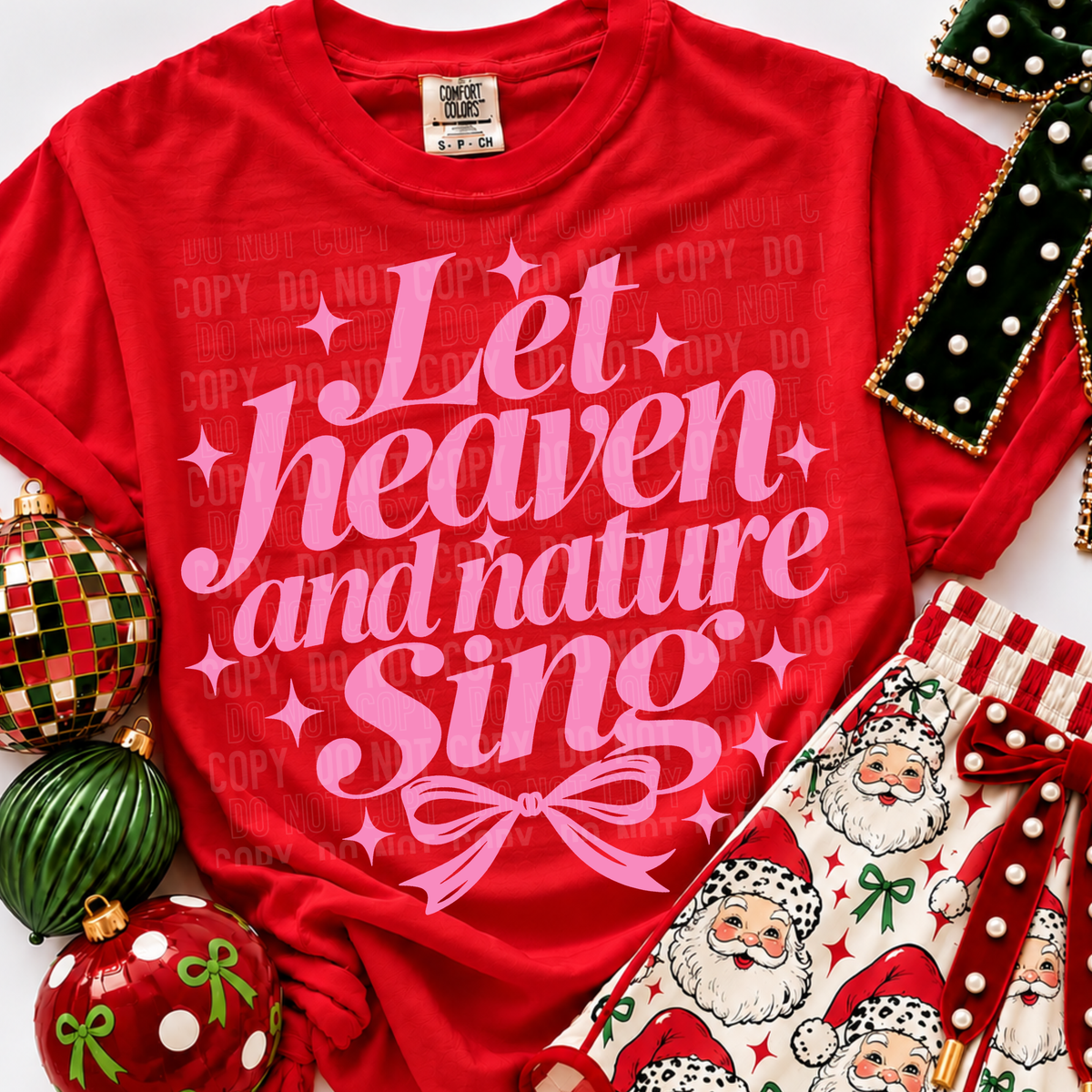 Let heaven and nature sing pink bow and stars (SBB) DTF Transfer