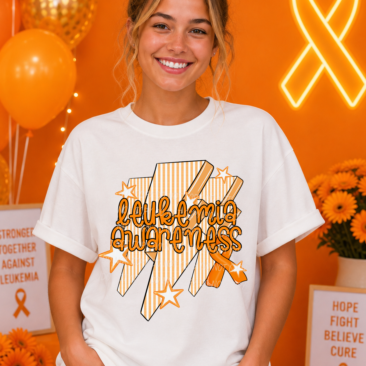 Leukemia-bolts and ribbon (CITY) DTF Transfer
