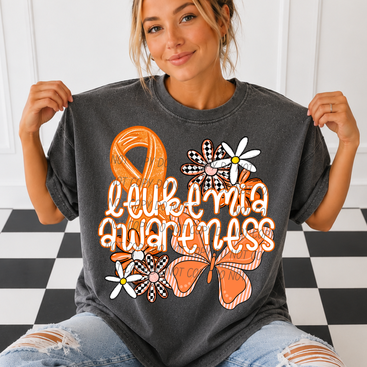 Leukemia awareness-ribbon and butterfly (CITY) DTF Transfer