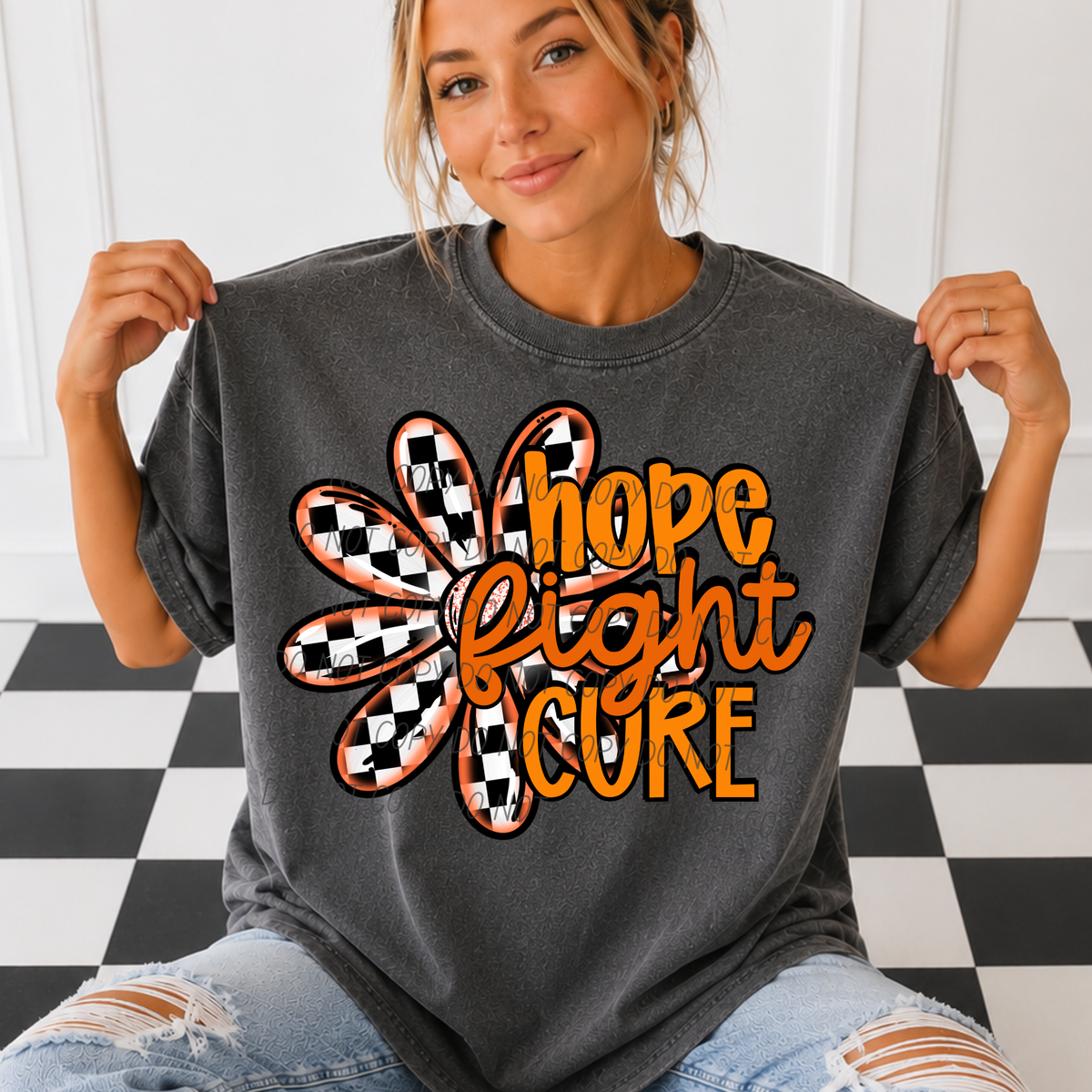 Hope Fight Cure- flower-ORANGE (CITY) DTF Transfer